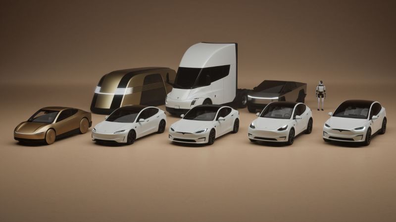 Tesla Model S, 3, X, Y & Cybertruck, CyberCab, Tesla Semi, Tesla van