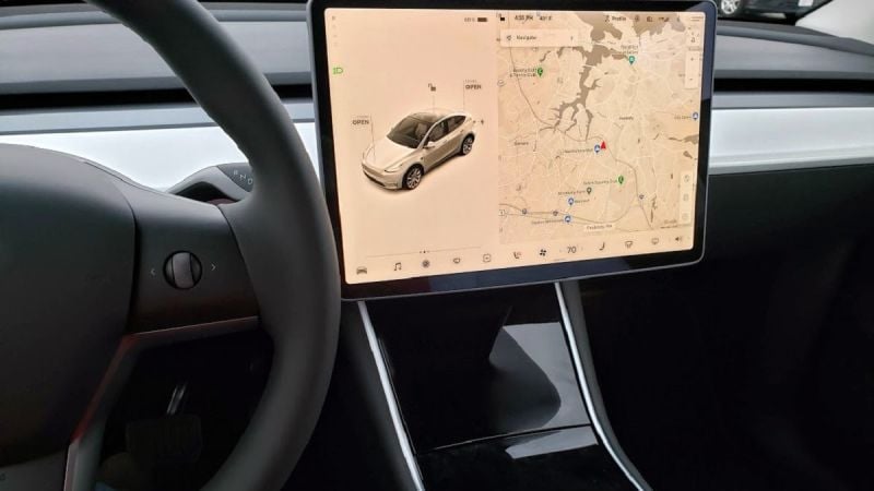 Image of Tesla Model Y screen by John Goreham