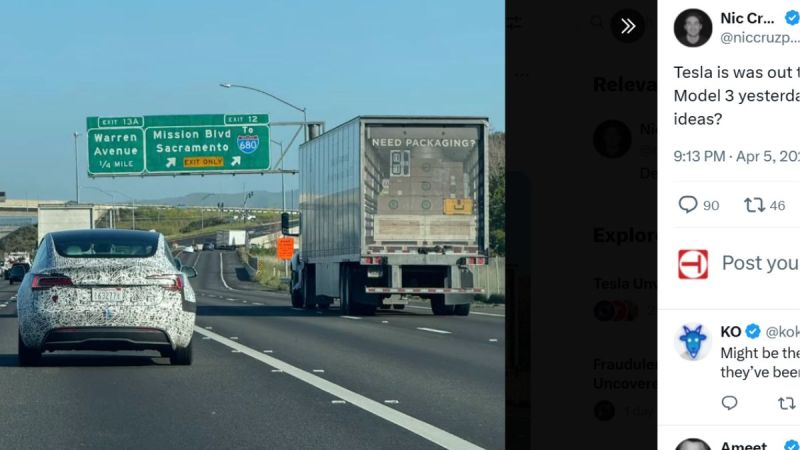 Tesla Prototype Caught on Camera Hinting at New Changes for the Model 3