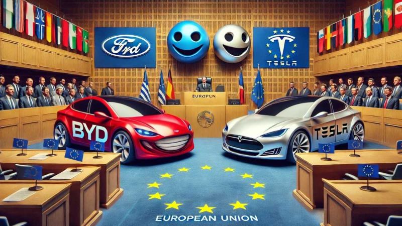BYD vs. Tesla Rendered By DALL-E