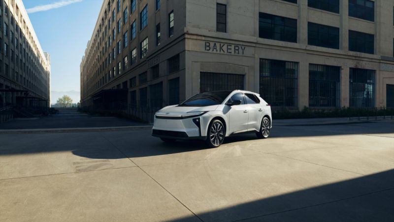 2026 Toyota bZ shown in white in an urban setting