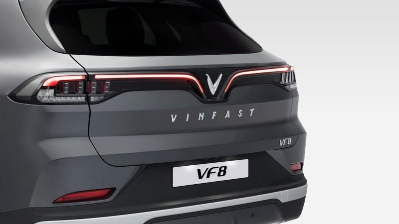 Rear of the VinFast VF8 in Grey