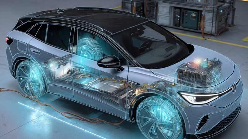 Midjourney render of a Volkswagen ID4 battery test