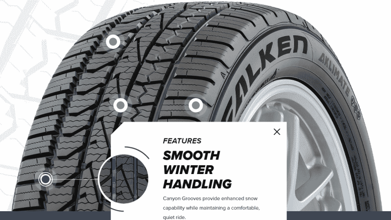 Image of Aklimate tire courtesy of Falken
