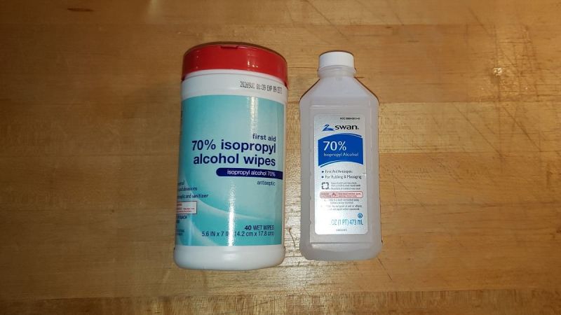 Image of alcohol wipes for tree sap removal by John Goreham