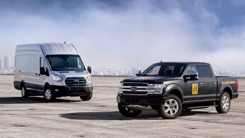 2022 Ford E-Transit and 2022 electric F-150