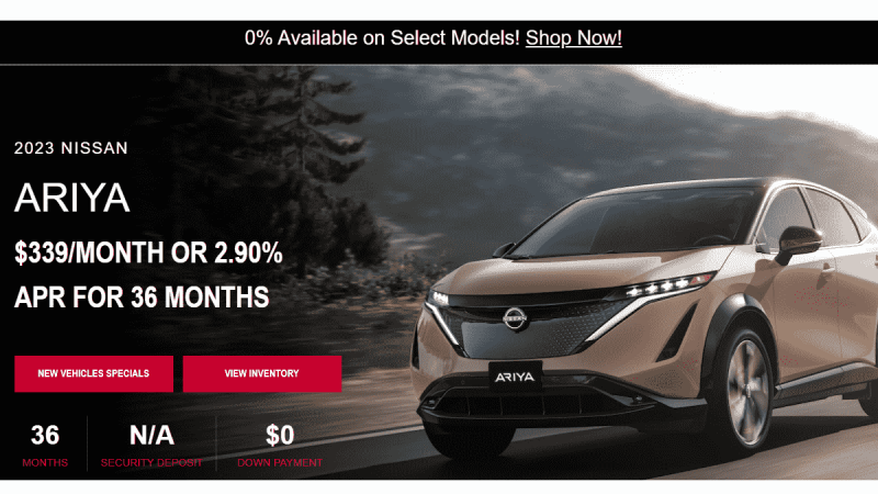 Image of Nissan Ariya deal courtesy of Country Nissan
