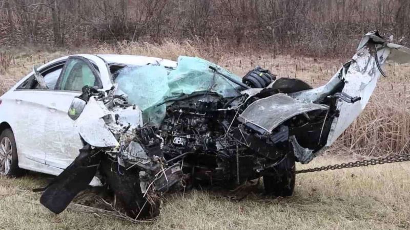 All That Remains Of A Vehicle In A Major Crash
