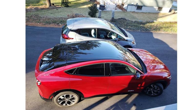 Chevy Bolt side by side with Ford Mustang Mach-E by John Goreham