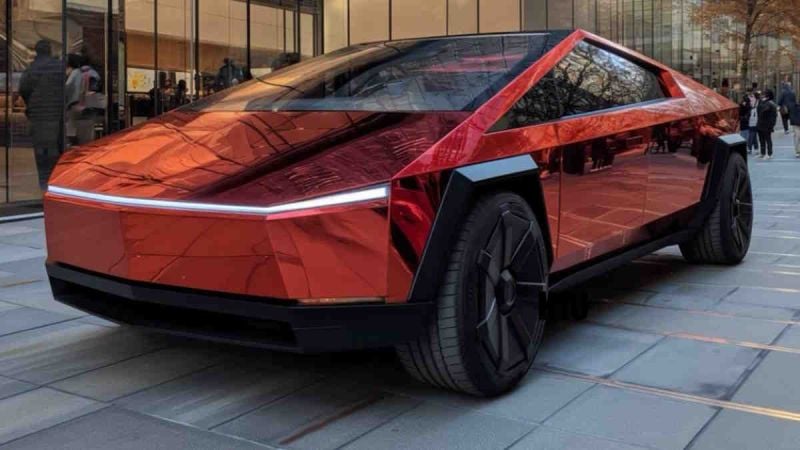 Crimson Chrome - High Gloss Metallic Red Cybertruck Wrap Ups the Wrap Wars Game