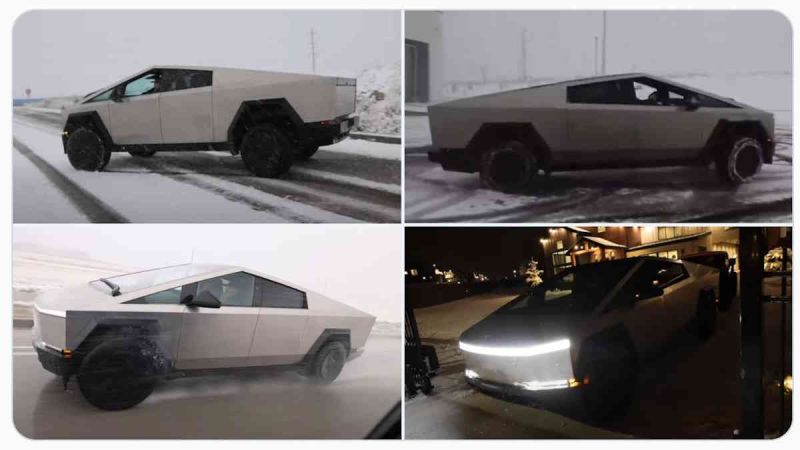 Cybertruck Foundation Series #6 Seen In Dense Winter Conditions Sliding On Road As YouTuber With Over 4 Million Subs Showcases Cybertruck Features
