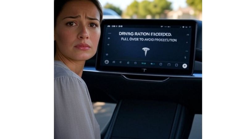 AI generated image shows woman with message saying her driving ration is exceeded