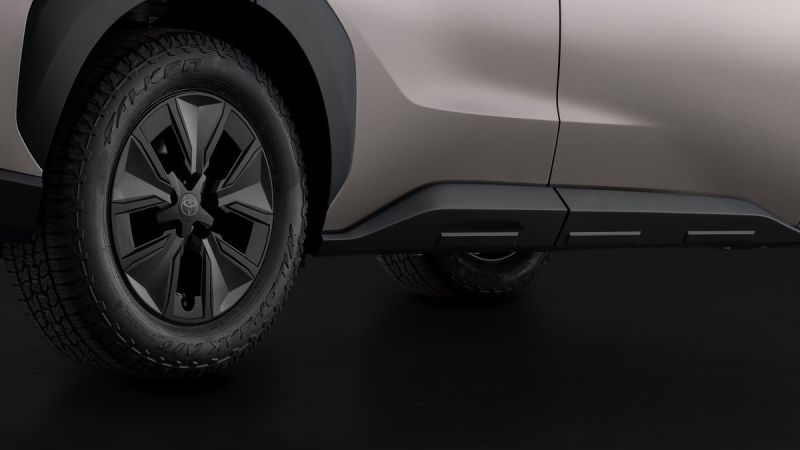Image shows the Falken Wildpeak A/T Trail tire on 2026 Toyota bZ Woodland