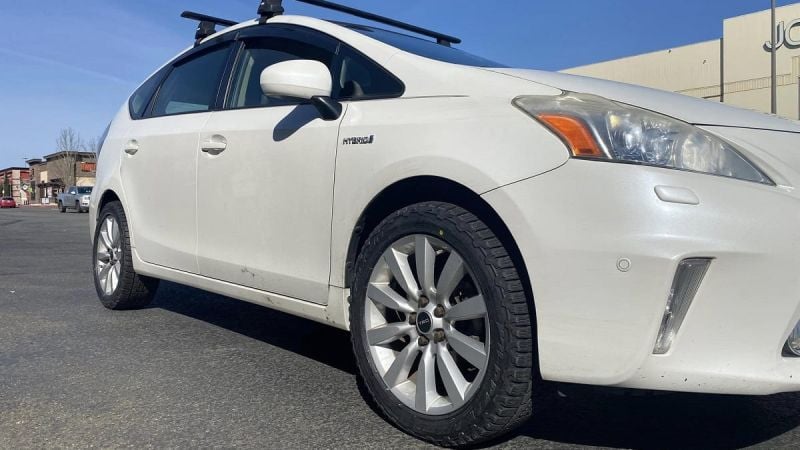 Image shows a Toyota Prius with Falken WildPeak all-terrain trail tires fitted