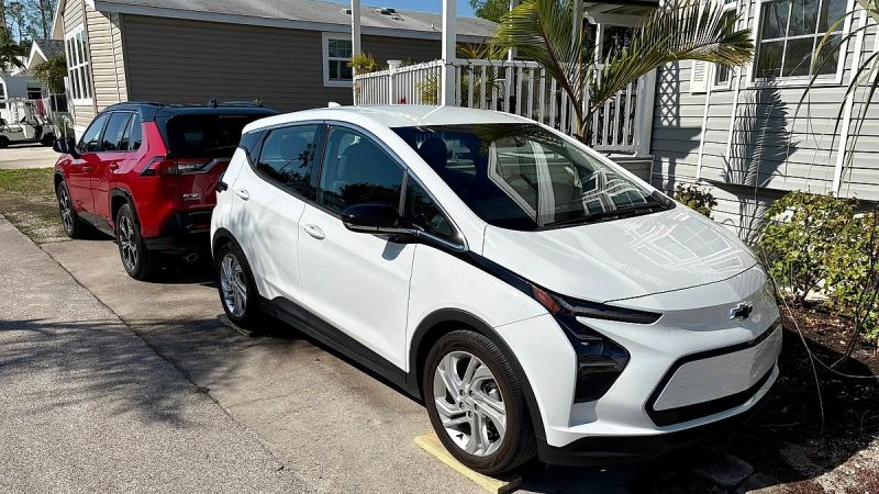 A Chevy Bolt is shown in a sunny Florida setting
