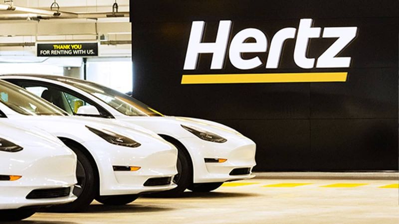 Image of Tesla Model 3 rental cars courtesy of the Hertz Media Support Page