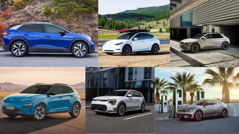 VW ID.4, Tesla Model Y, Hyundai Ioniq 5, Hyundai Kona EV, Kia Niro EV, Kia EV6