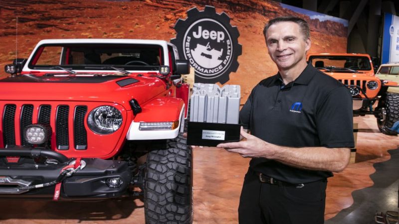 Steve Beahm with the Jeep Wrangler at SEMA