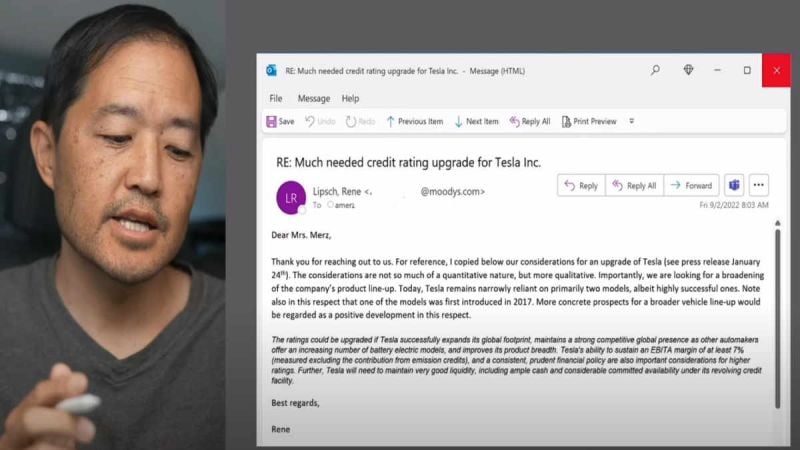 Moody's Says Tesla Is Not Investment Grade Worthy