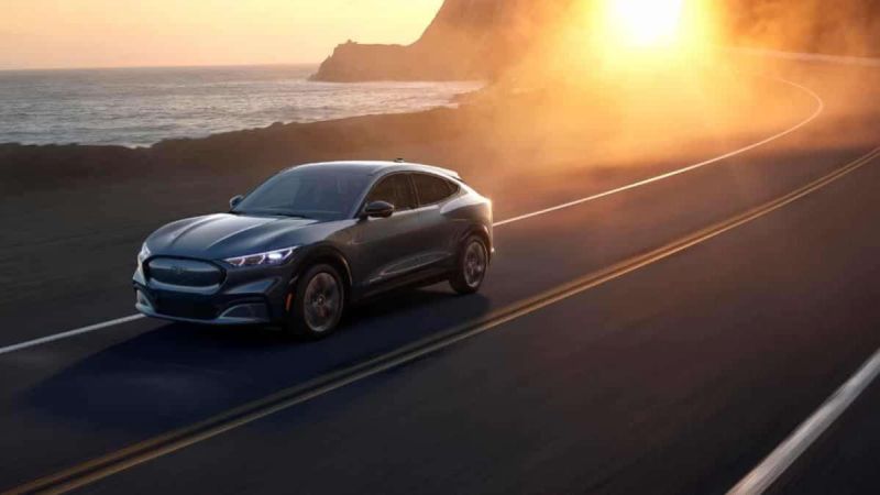 Mustang Mach-E Driving On A Beach-Side Road