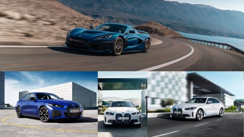 Newly teased 2022 i4 and the amazing Rimac Nevera are great performance EVs.