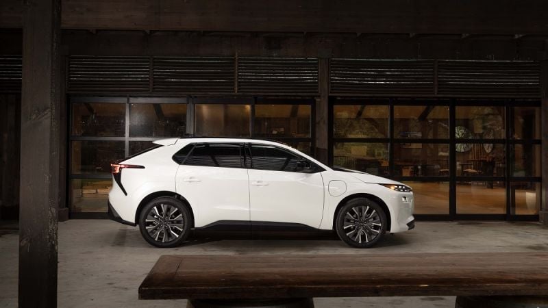 New Subaru Solterra at a dealer showroom