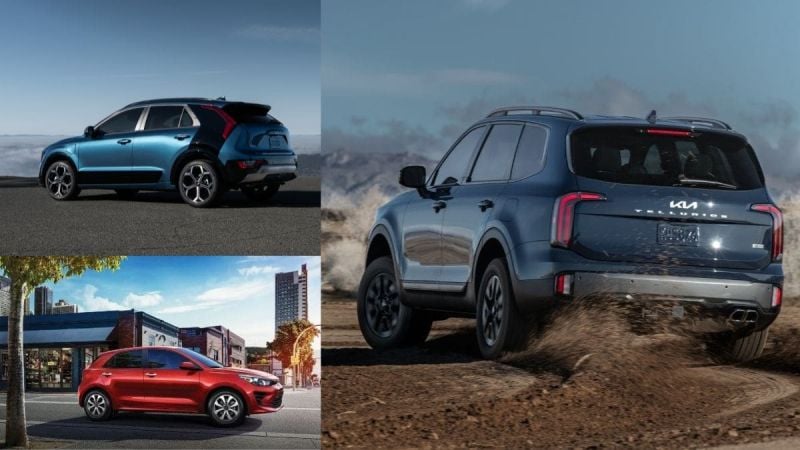 Kia Niro, Telluride, and Rio vehicles