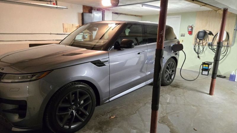2026 Range Rover Sport Dynamic SE PHEV charging up on a Level 2 home charger. 