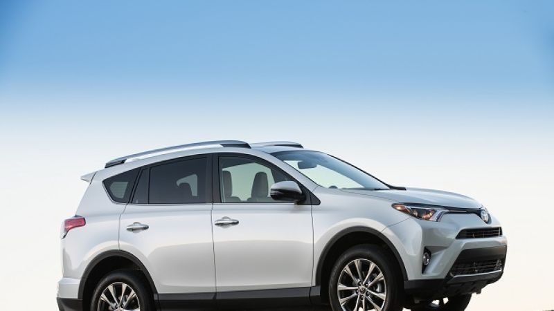 Dad jumps Toyota RAV4 over drawbridge.