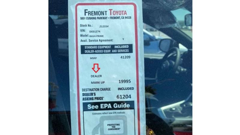 Image of car dealer markup price courtesy of Sarah Jane