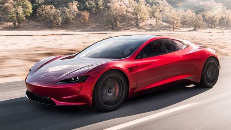 Red New Tesla Roadster 2020