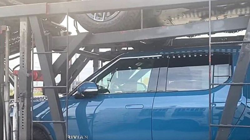 Rivian R1T EV truck being delivered