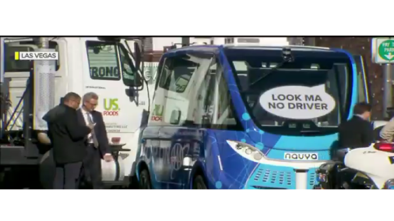 Self driving shuttle crashes immediately after its launch.  