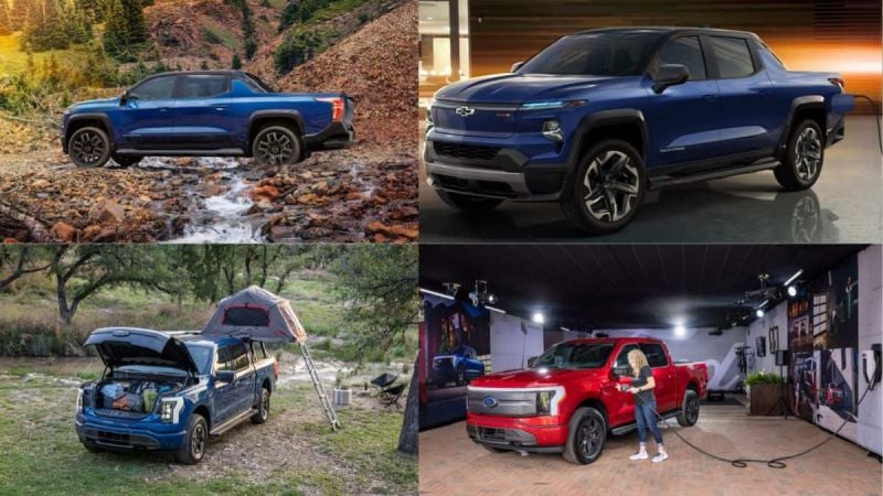 Chevy Silverado EV and Ford F-150 Lightning EV pickups