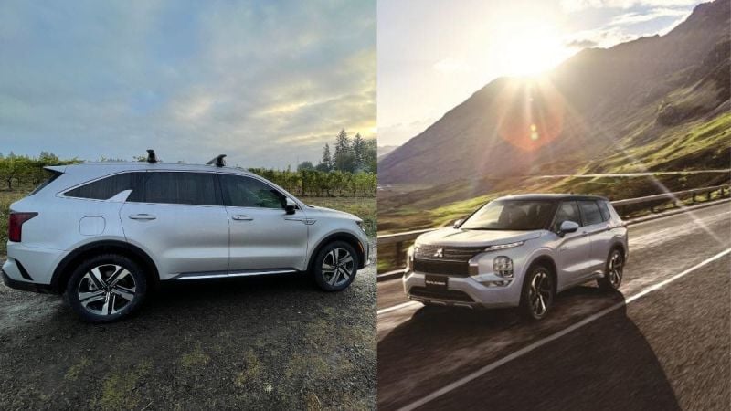 Kia Sorento PHEV and Mitsubishi Outlander PHEV Nose to Nose