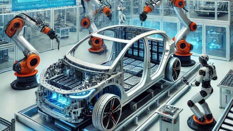 Dall-E Generated Image Of EV Batteries Being Installed In Structural Components