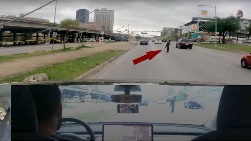 Wandering Pedestrian In the Middle of the Road, Successfully Navigated Around By Tesla FSD Version 12.3 - Showing Utmost Concern For The Safety Of Others