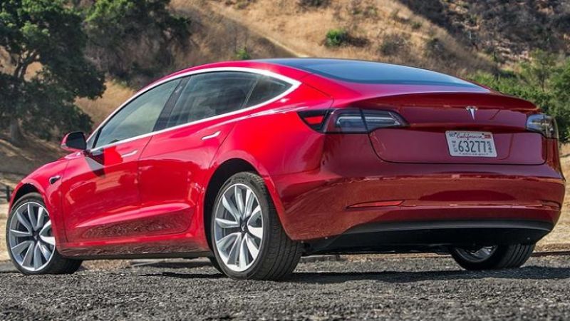 Red Color Tesla Model 3