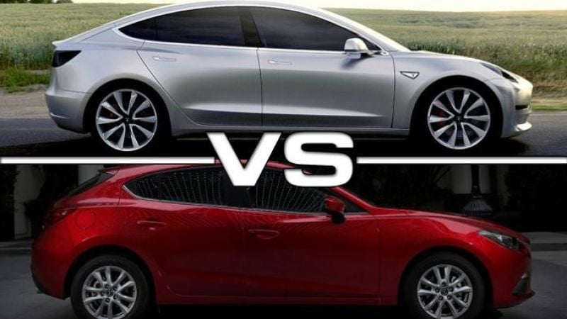 Tesla model 3 vs Mazda 3