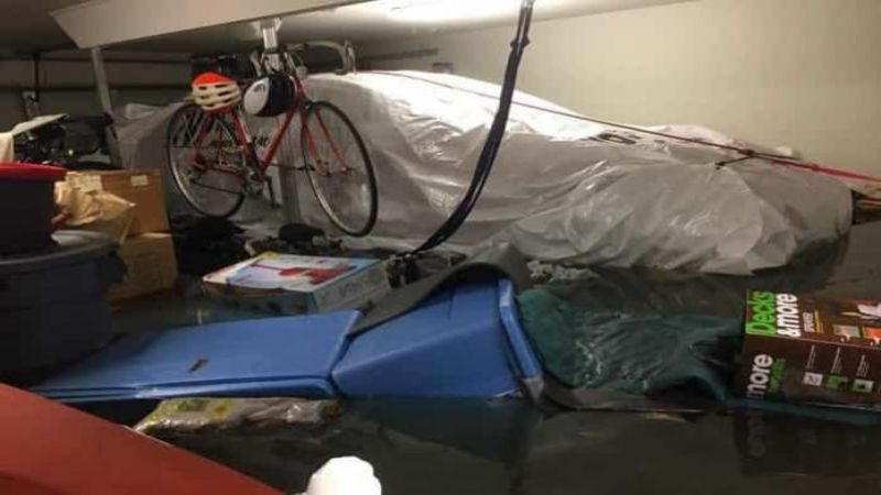 Tesla Model S floating in a flood bag