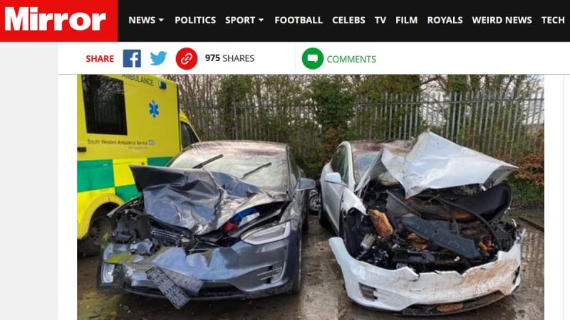 Tesla Model X car saved from a crashing tree in storm Dennis through Autopilot