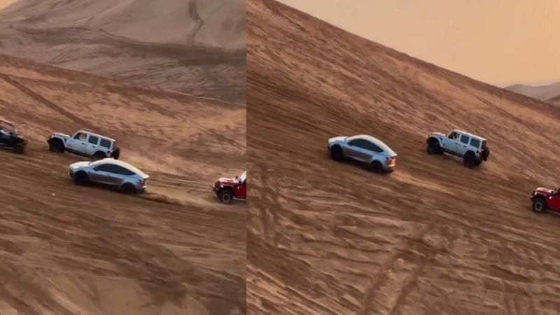 Tesla Model Y Leaves Two Jeeps In the Dust In Superior Off-Roading Display At Sand Dunes