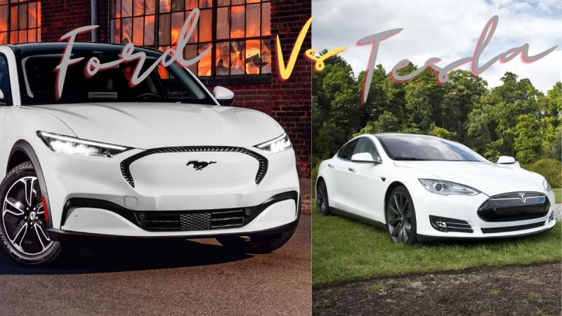 Tesla Model S and Ford Mach-E