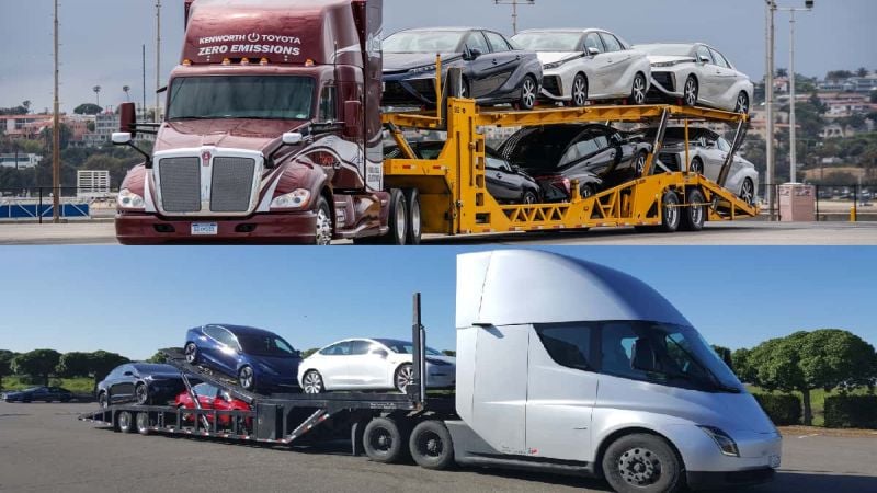 Toyota vs. Tesla electric semi trucks.