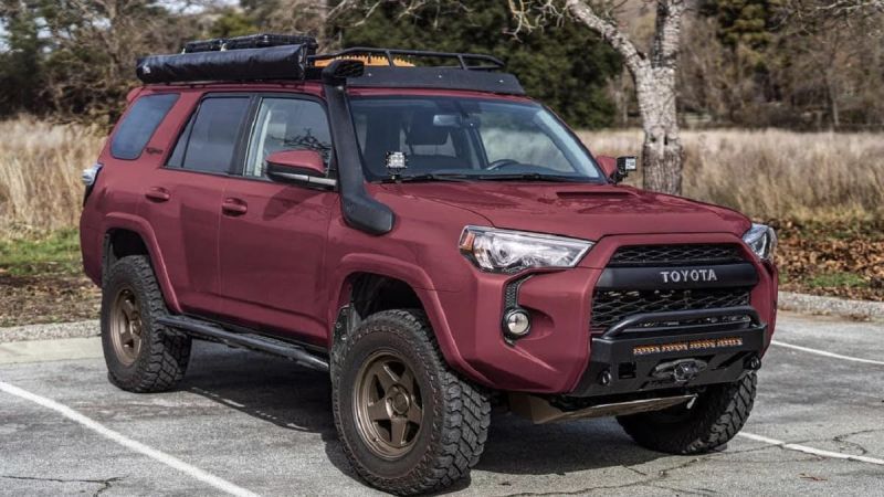 Toyota 4Runner TRD Pro in black cherry profile front end