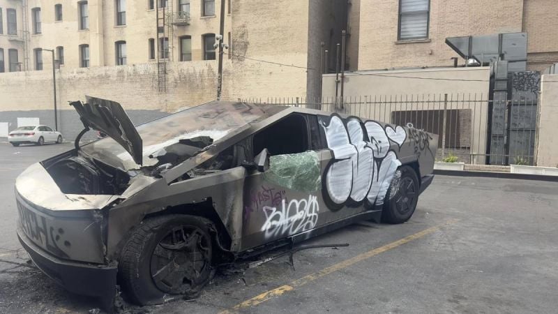 Vandalized Tesla Cybertruck