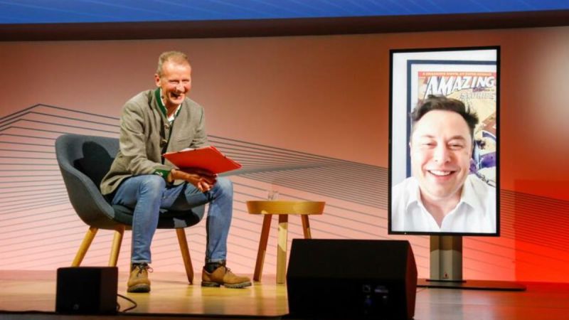 VW Ceo Herbert Diess and Elon Musk as Summit Meeting