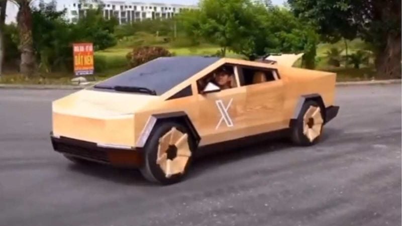 Wooden Tesla Cybertruck Built In Just 100 Days - And It Was Drivable