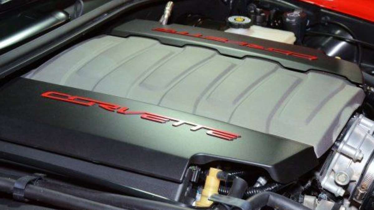 The LT1 engine of the 2014 Chevrolet Corvette Stingray