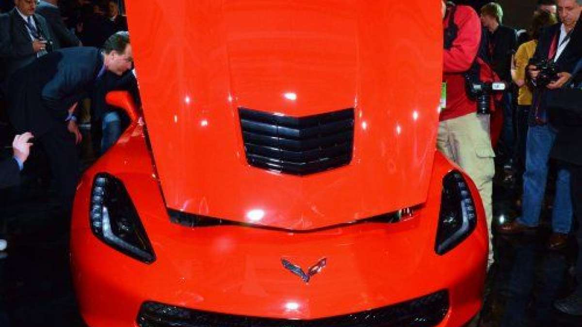  The 2014 Chevrolet Corvette Stingray with the hood up.